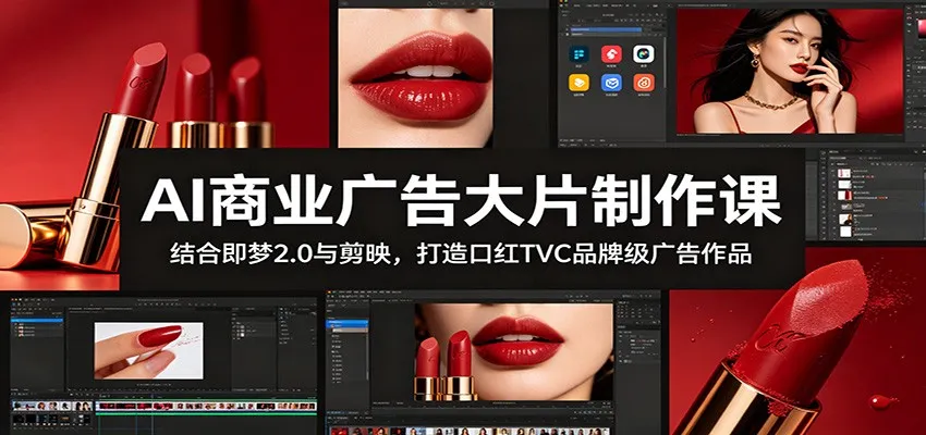 AI商业广告大片制作课：结合即梦2.0与剪映，打造口红TVC品牌级广告作品mc69.cn - 副业项目分享,互联网学习资源,考公考研资料,虚拟资料与创业思路天璇笔记网