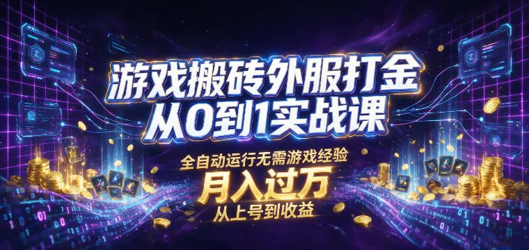 游戏搬砖外服打金从0到1实战课，从上号到收益，全自动运行无需游戏经验，月入过1W【揭秘】mc69.cn - 副业项目分享,互联网学习资源,考公考研资料,虚拟资料与创业思路天璇笔记网