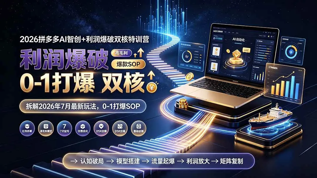 （19562期）2026拼多多AI智创+利润爆破双核特训营-更新：拆解2026年7月最新玩法，0-1打爆SOPmc69.cn - 副业项目分享,互联网学习资源,考公考研资料,虚拟资料与创业思路天璇笔记网