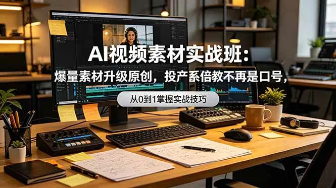 （19085期）AI视频素材实战班：爆量素材升级原创，投产翻倍不再是口号，0-1系统教学实战落地mc69.cn - 副业项目分享,互联网学习资源,考公考研资料,虚拟资料与创业思路天璇笔记网