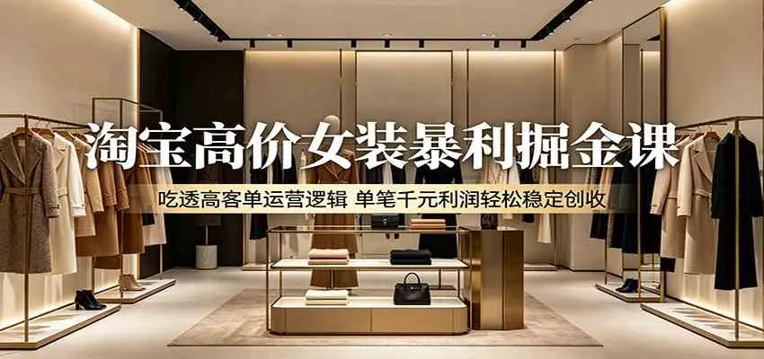 淘宝高价女装暴利掘金课：吃透高客单运营逻辑，单笔千元利润轻松稳定创收mc69.cn - 副业项目分享,互联网学习资源,考公考研资料,虚拟资料与创业思路天璇笔记网