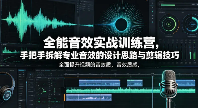 全能音效实战训练营，手把手拆解专业音效的设计思路与剪辑技巧，全面提升视频的音效质感mc69.cn - 副业项目分享,互联网学习资源,考公考研资料,虚拟资料与创业思路天璇笔记网