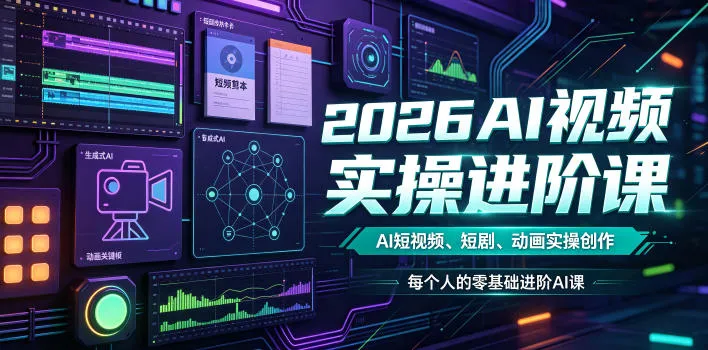 2026AI视频实操进阶课，AI短视频、短剧、动画实操创作，每个人的零基础进阶ai课mc69.cn - 副业项目分享,互联网学习资源,考公考研资料,虚拟资料与创业思路天璇笔记网