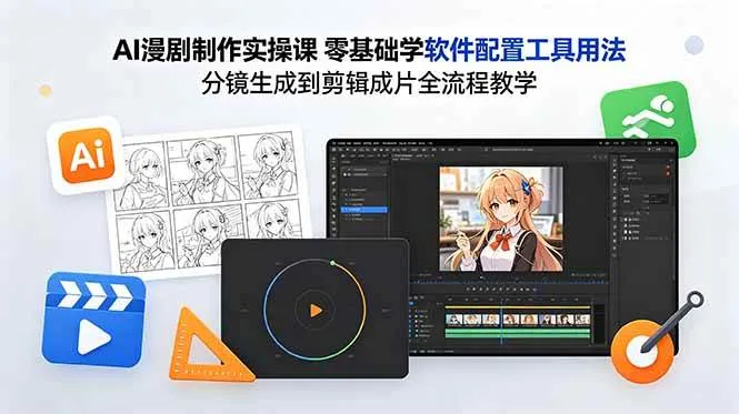 （18605期）AI漫剧制作实操课 零基础学软件配置工具用法 分镜生成到剪辑成片全流程教学mc69.cn - 副业项目分享,互联网学习资源,考公考研资料,虚拟资料与创业思路天璇笔记网