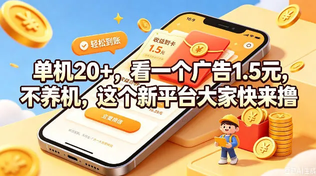 单机20+，看一个广告1.5米，不养机，这个新平台大家快来撸【揭秘】mc69.cn - 副业项目分享,互联网学习资源,考公考研资料,虚拟资料与创业思路天璇笔记网