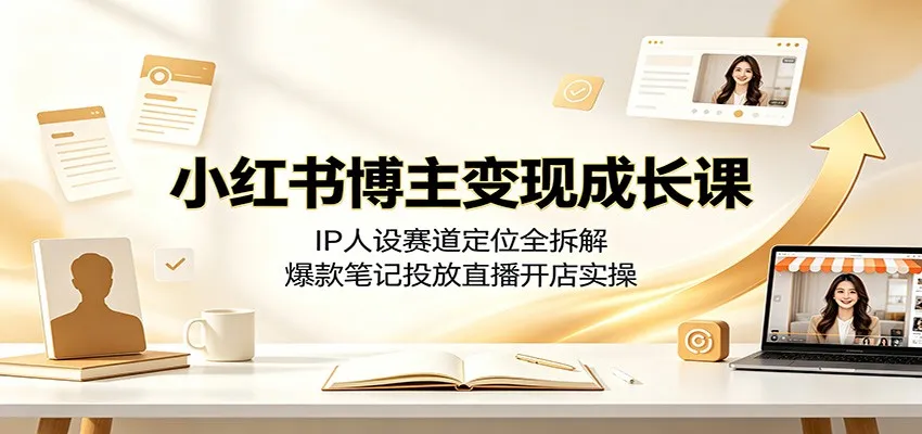 小红书博主变现成长课：IP人设赛道定位全拆解，爆款笔记投放直播开店实操mc69.cn - 副业项目分享,互联网学习资源,考公考研资料,虚拟资料与创业思路天璇笔记网