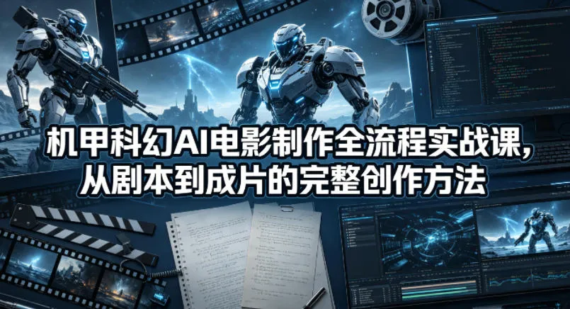 机甲科幻AI电影制作全流程实战课，从剧本到成片的完整创作方法mc69.cn - 副业项目分享,互联网学习资源,考公考研资料,虚拟资料与创业思路天璇笔记网