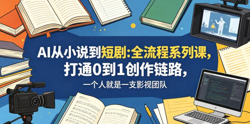 AI从小说到短剧全流程系列课，打通0到1创作链路，一个人就是一支影视团队mc69.cn - 副业项目分享,互联网学习资源,考公考研资料,虚拟资料与创业思路天璇笔记网