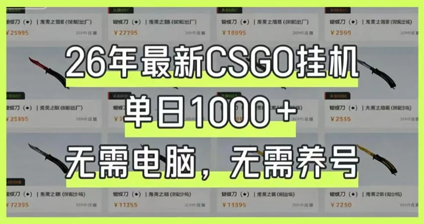 26年最新CSGO挂G系统，单日1000+，无需电脑，无需养号，0基础可上手【揭秘】mc69.cn - 副业项目分享,互联网学习资源,考公考研资料,虚拟资料与创业思路天璇笔记网