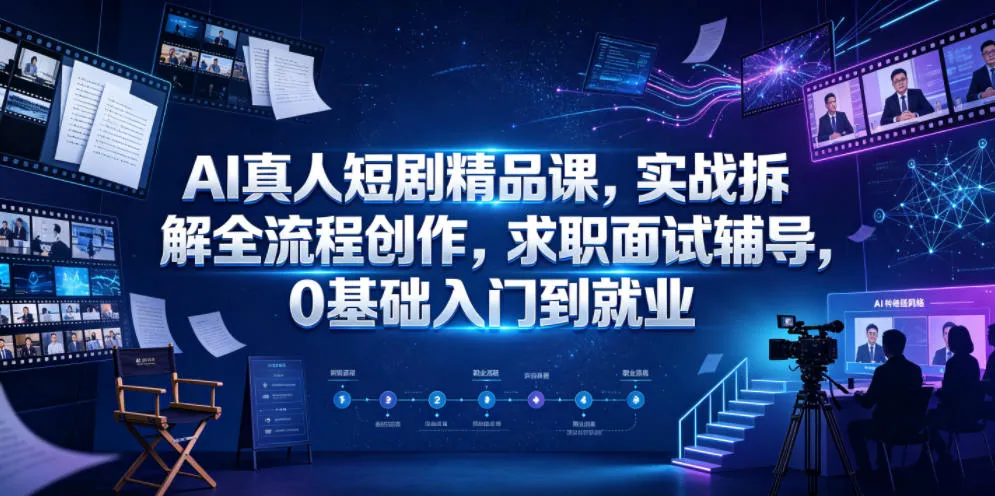 AI真人短剧精品课，实战拆解全流程创作，求职面试辅导，0基础入门到就业mc69.cn - 副业项目分享,互联网学习资源,考公考研资料,虚拟资料与创业思路天璇笔记网