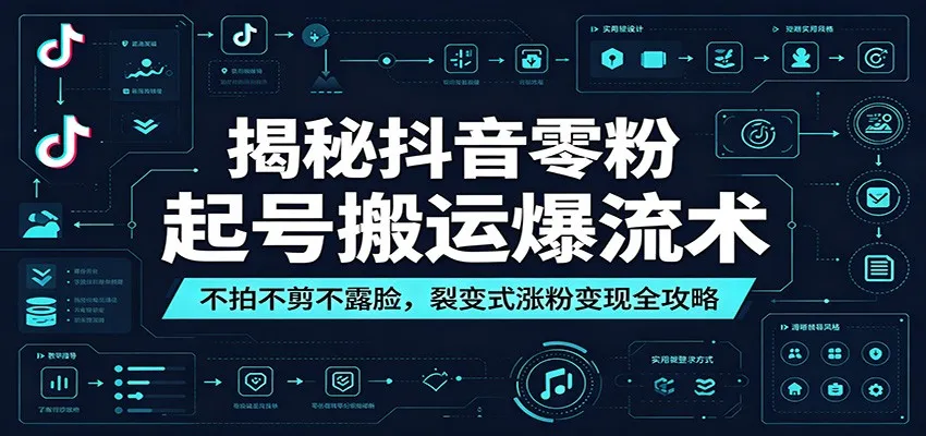 揭秘抖音零粉起号搬运爆流术：不拍不剪不露脸，裂变式涨粉变现全攻略mc69.cn - 副业项目分享,互联网学习资源,考公考研资料,虚拟资料与创业思路天璇笔记网