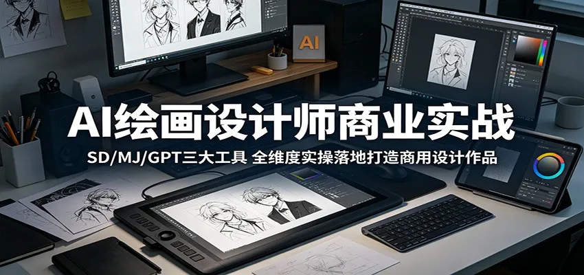 AI绘画设计师商业实战：SD/MJ/GPT三大工具，全维度实操落地打造商用设计作品mc69.cn - 副业项目分享,互联网学习资源,考公考研资料,虚拟资料与创业思路天璇笔记网