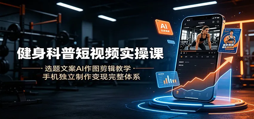 健身科普短视频实操课：选题文案AI作图剪辑教学，手机独立制作变现完整体系mc69.cn - 副业项目分享,互联网学习资源,考公考研资料,虚拟资料与创业思路天璇笔记网