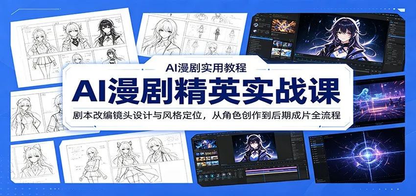 AI漫剧精英实战课：剧本改编镜头设计与风格定位，从角色创作到后期成片全流程mc69.cn - 副业项目分享,互联网学习资源,考公考研资料,虚拟资料与创业思路天璇笔记网