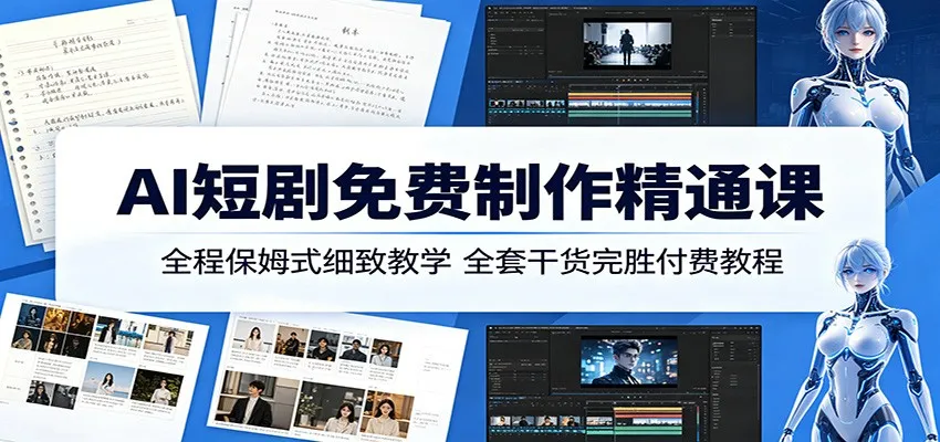 AI短剧免费制作精通课：全程保姆式细致教学，全套干货完胜付费教程mc69.cn - 副业项目分享,互联网学习资源,考公考研资料,虚拟资料与创业思路天璇笔记网