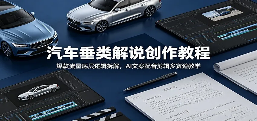 汽车垂类解说创作教程：爆款流量底层逻辑拆解，AI文案配音剪辑多赛道教学mc69.cn - 副业项目分享,互联网学习资源,考公考研资料,虚拟资料与创业思路天璇笔记网