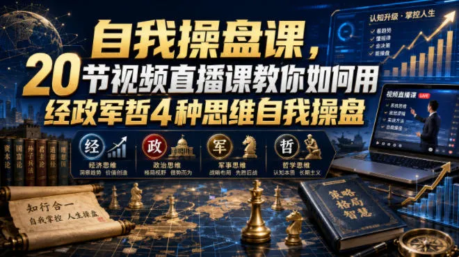 自我操盘课，20节视频直播课教你如何用经政军哲4种思维自我操盘mc69.cn - 副业项目分享,互联网学习资源,考公考研资料,虚拟资料与创业思路天璇笔记网