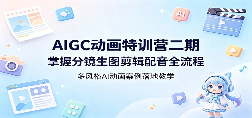 AIGC动画特训营二期：掌握分镜生图剪辑配音全流程，多风格AI动画案例落地教学mc69.cn - 副业项目分享,互联网学习资源,考公考研资料,虚拟资料与创业思路天璇笔记网