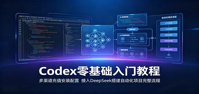 Codex零基础入门教程：多渠道充值安装配置，接入DeepSeek搭建自动化项目完整流程mc69.cn - 副业项目分享,互联网学习资源,考公考研资料,虚拟资料与创业思路天璇笔记网