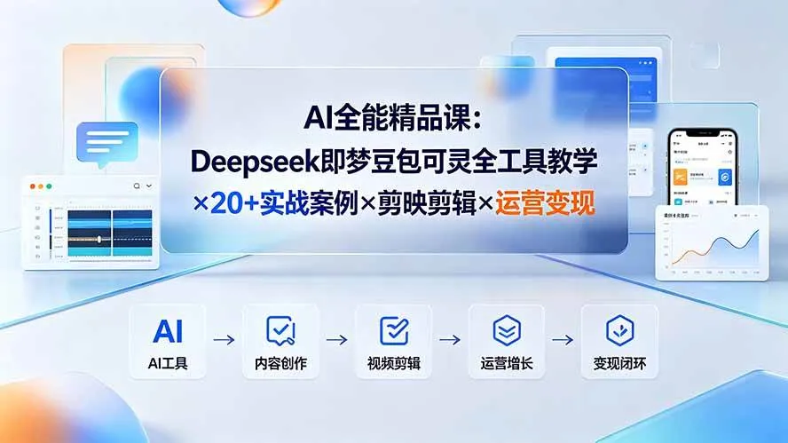 (19278期)AI全能精品课:Deepseek即梦豆包可灵全工具教学×20+实战案例×剪映剪辑×运营变现 (19278期)AI全能精品课:Deepseek即梦豆包可灵全工具教学×20+实战案例×剪映剪辑×运营变现