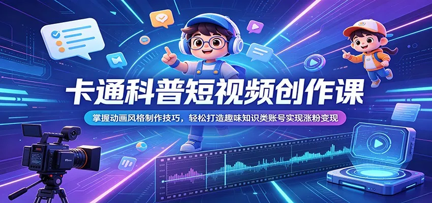 卡通科普短视频创作课：掌握动画风格制作技巧，轻松打造趣味知识类账号实现涨粉变现mc69.cn - 副业项目分享,互联网学习资源,考公考研资料,虚拟资料与创业思路天璇笔记网