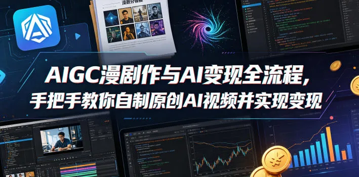 AIGC漫剧创作与AI变现全流程，手把手教你自制原创AI视频并实现变现mc69.cn - 副业项目分享,互联网学习资源,考公考研资料,虚拟资料与创业思路天璇笔记网
