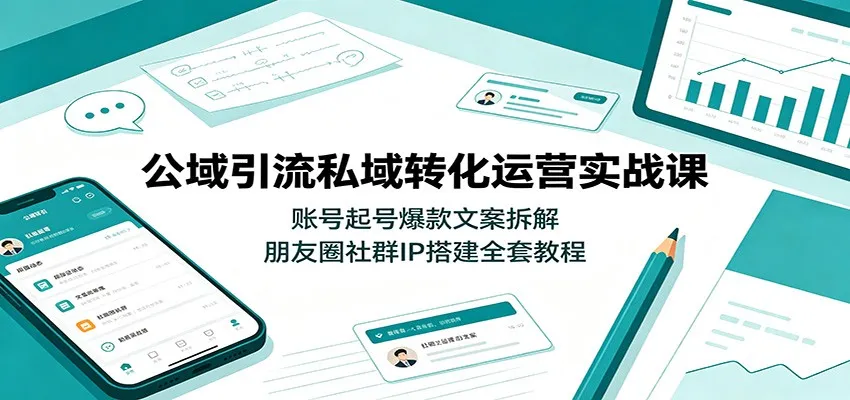 公域引流私域转化运营实战课：账号起号爆款文案拆解，朋友圈社群IP搭建全套教程mc69.cn - 副业项目分享,互联网学习资源,考公考研资料,虚拟资料与创业思路天璇笔记网