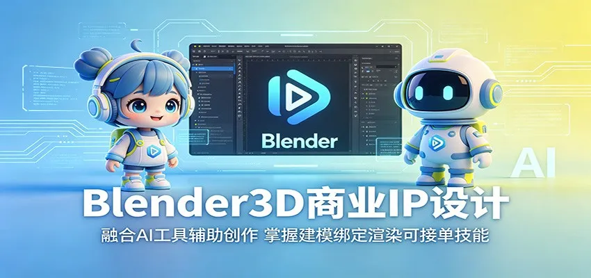 Blender3D商业IP设计：融合AI工具辅助创作，掌握建模绑定渲染可接单技能mc69.cn - 副业项目分享,互联网学习资源,考公考研资料,虚拟资料与创业思路天璇笔记网