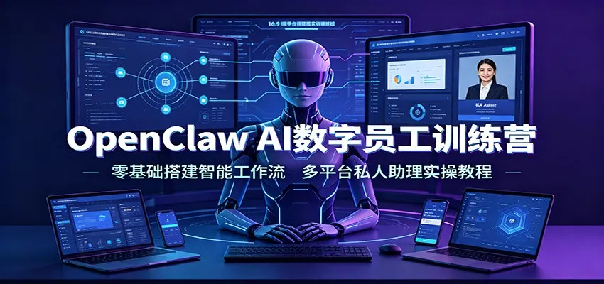 OpenClaw AI数字员工训练营：零基础搭建智能工作流，多平台私人助理实操教程mc69.cn - 副业项目分享,互联网学习资源,考公考研资料,虚拟资料与创业思路天璇笔记网