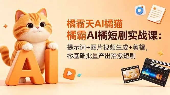 （18542期）橘霸天AI橘猫短剧实战课：提示词+图片视频生成+剪辑，零基础批量产出治愈短剧mc69.cn - 副业项目分享,互联网学习资源,考公考研资料,虚拟资料与创业思路天璇笔记网