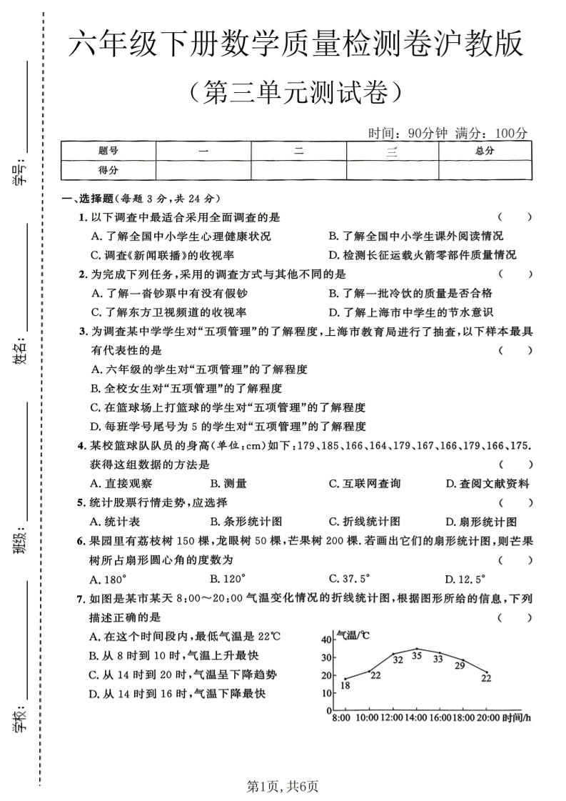 六年级下数学第三单元质量检测卷《沪教版》(2)mc69.cn - 副业项目分享,互联网学习资源,考公考研资料,虚拟资料与创业思路天璇笔记网