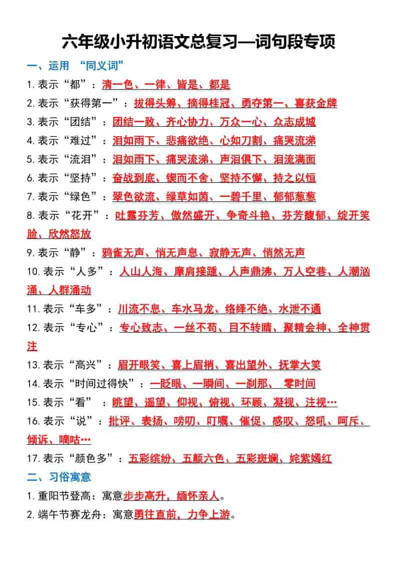六年级下语文总复习—词句段专项mc69.cn - 副业项目分享,互联网学习资源,考公考研资料,虚拟资料与创业思路天璇笔记网