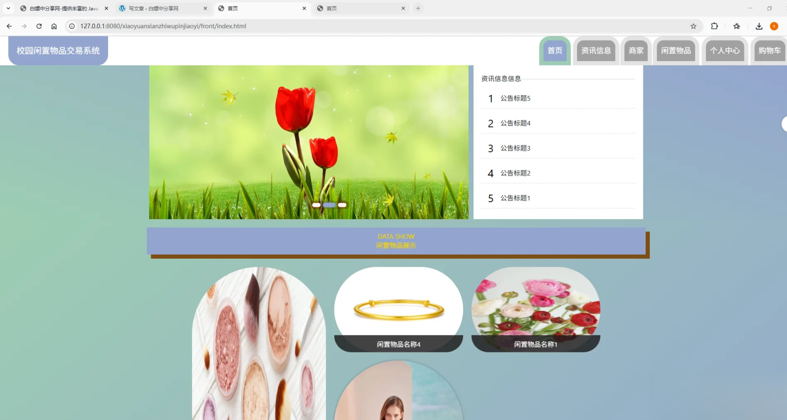 基于Spring Boot的校园闲置物品交易系统代码mc69.cn - 副业项目分享,互联网学习资源,考公考研资料,虚拟资料与创业思路天璇笔记网