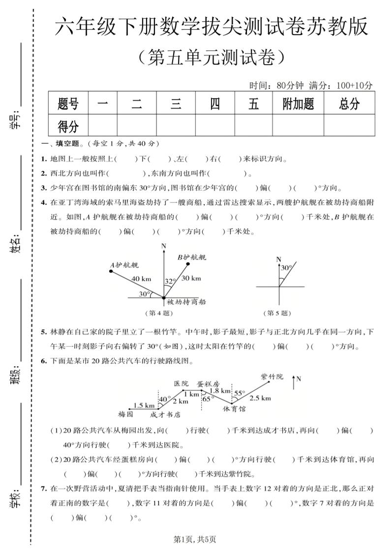 六年级下数学第五单元拔尖测试卷《苏教版》mc69.cn - 副业项目分享,互联网学习资源,考公考研资料,虚拟资料与创业思路天璇笔记网