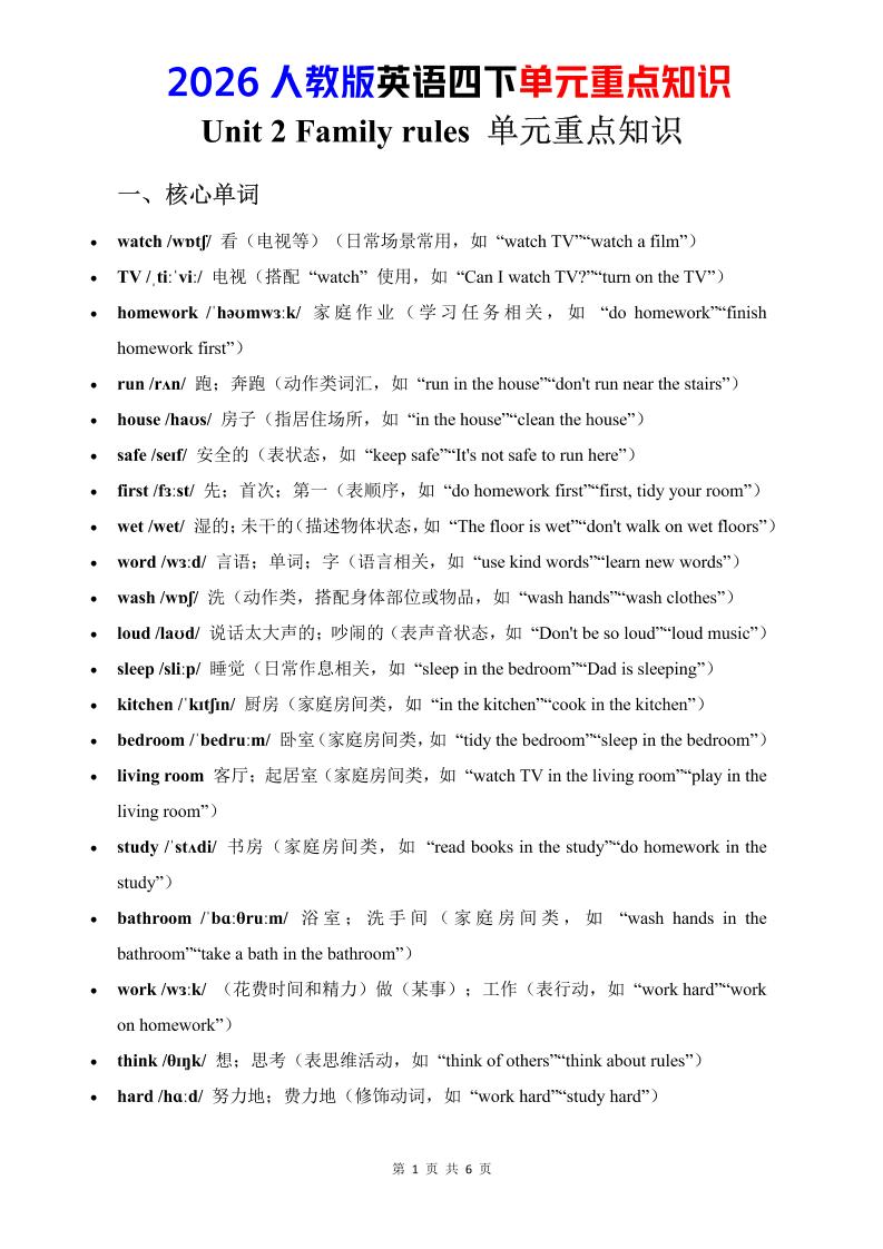 四年级下英语Unit2重点知识汇总《人教版PEP》mc69.cn - 副业项目分享,互联网学习资源,考公考研资料,虚拟资料与创业思路天璇笔记网
