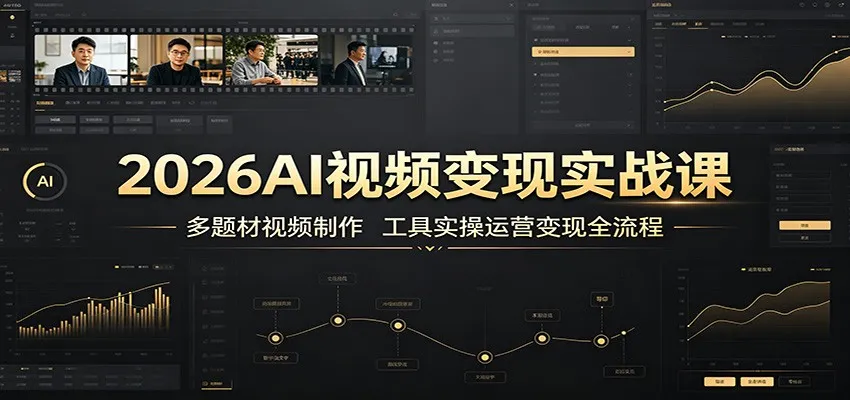 2026AI视频变现实战课：多题材视频制作，工具实操运营变现全流程mc69.cn - 副业项目分享,互联网学习资源,考公考研资料,虚拟资料与创业思路天璇笔记网