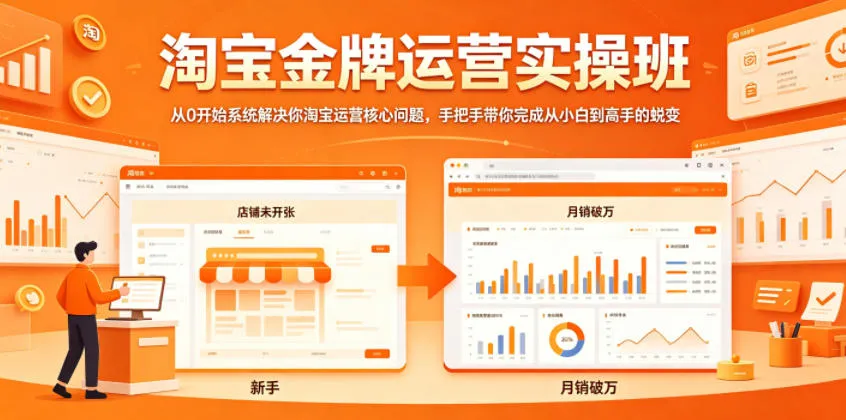 淘宝金牌运营实操班，从0开始系统解决你淘宝运营核心问题，手把手带你完成从小白到高手的蜕变mc69.cn - 副业项目分享,互联网学习资源,考公考研资料,虚拟资料与创业思路天璇笔记网