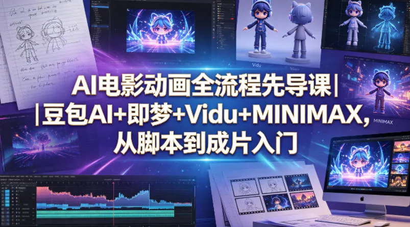 AI电影动画全流程先导课｜豆包AI+即梦+Vidu+MINIMAX，从脚本到成片入门mc69.cn - 副业项目分享,互联网学习资源,考公考研资料,虚拟资料与创业思路天璇笔记网