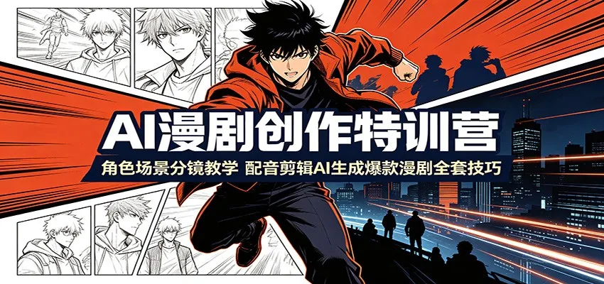 AI漫剧创作特训营：角色场景分镜教学，配音剪辑AI生成爆款漫剧全套技巧mc69.cn - 副业项目分享,互联网学习资源,考公考研资料,虚拟资料与创业思路天璇笔记网