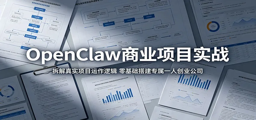 OpenClaw商业项目实战：拆解真实项目运作逻辑，零基础搭建专属一人创业公司mc69.cn - 副业项目分享,互联网学习资源,考公考研资料,虚拟资料与创业思路天璇笔记网