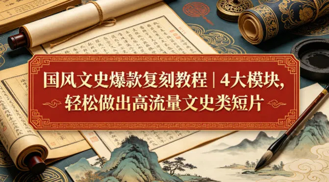 国风文史爆款复刻教程｜4大模块，轻松做出高流量文史类短片mc69.cn - 副业项目分享,互联网学习资源,考公考研资料,虚拟资料与创业思路天璇笔记网
