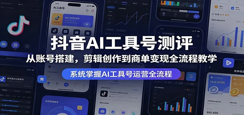 抖音AI工具号测评：从账号搭建，剪辑创作到商单变现全流程教学mc69.cn - 副业项目分享,互联网学习资源,考公考研资料,虚拟资料与创业思路天璇笔记网