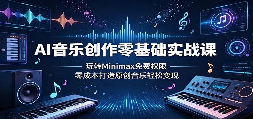 AI音乐创作零基础实战课：玩转Minimax免费权限，零成本打造原创音乐轻松变现mc69.cn - 副业项目分享,互联网学习资源,考公考研资料,虚拟资料与创业思路天璇笔记网