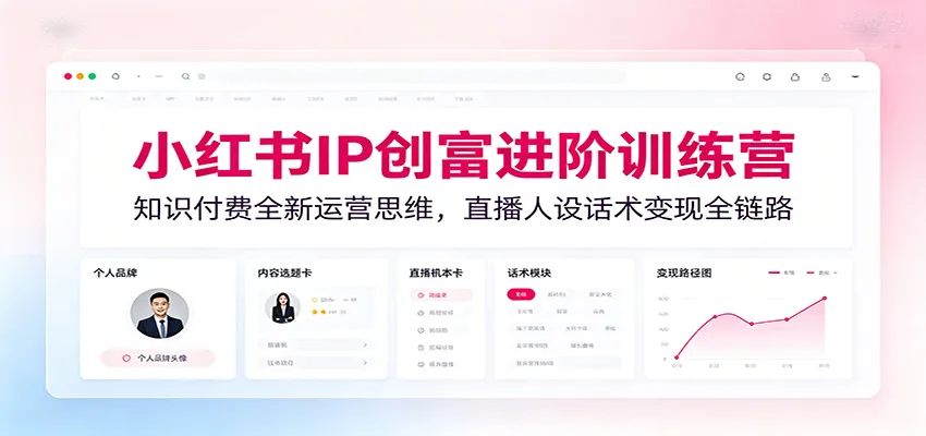 小红书IP创富进阶训练营：知识付费全新运营思维，直播人设话术变现全链路mc69.cn - 副业项目分享,互联网学习资源,考公考研资料,虚拟资料与创业思路天璇笔记网