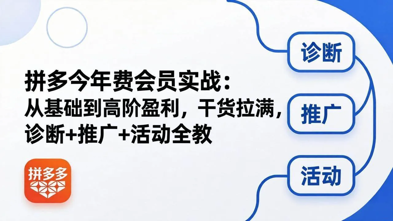 （18273期）拼多多年费会员实战(更新26年4月30)：从基础到高阶盈利，干货拉满，诊断+推广+活动全教mc69.cn - 副业项目分享,互联网学习资源,考公考研资料,虚拟资料与创业思路天璇笔记网
