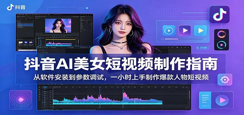 抖音AI美女短视频制作指南：从软件安装到参数调试，一小时上手制作爆款人物短视频mc69.cn - 副业项目分享,互联网学习资源,考公考研资料,虚拟资料与创业思路天璇笔记网
