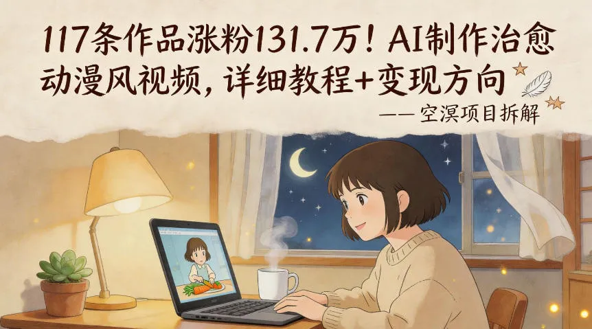 117条作品涨粉131.7W！AI制作治愈动漫风视频，详细教程+变现方向mc69.cn - 副业项目分享,互联网学习资源,考公考研资料,虚拟资料与创业思路天璇笔记网