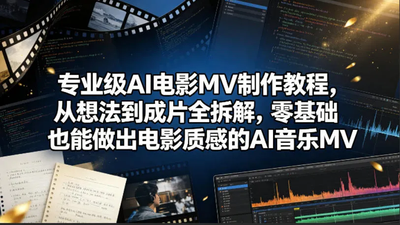 专业级AI电影MV制作教程，从想法到成片全拆解，零基础也能做出电影质感的AI音乐MVmc69.cn - 副业项目分享,互联网学习资源,考公考研资料,虚拟资料与创业思路天璇笔记网