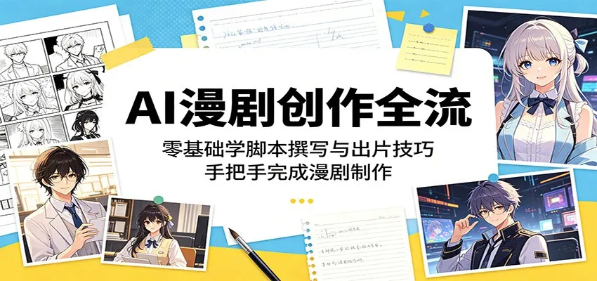 AI漫剧创作全流：零基础学脚本撰写与出片技巧，手把手完成漫剧制作mc69.cn - 副业项目分享,互联网学习资源,考公考研资料,虚拟资料与创业思路天璇笔记网