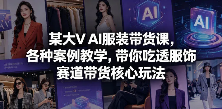 某大V AI服装带货课，各种案例教学，带你吃透服饰赛道带货核心玩法mc69.cn - 副业项目分享,互联网学习资源,考公考研资料,虚拟资料与创业思路天璇笔记网
